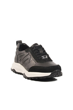 Walkway Siyah Hakiki Deri Erkek Casual Ayakkabı