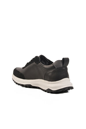 Walkway Siyah Hakiki Deri Erkek Casual Ayakkabı