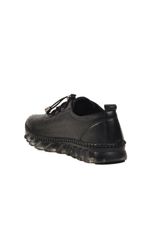 Aspor Siyah Hakiki Deri Kadın Casual Ayakkabı