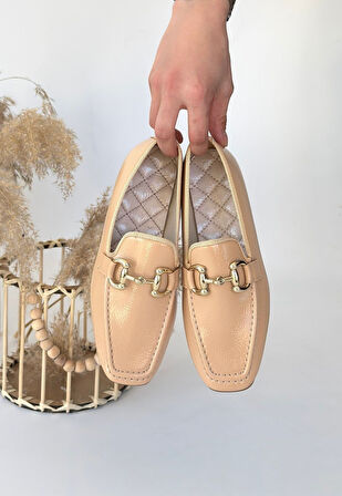 Pabucmarketi Nude Rugan Kadın Babet Ayakkabı