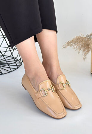 Pabucmarketi Nude Rugan Kadın Babet Ayakkabı