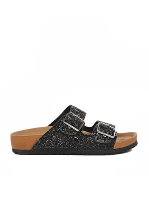 Pierre Cardin Siyah Taş İşlemeli Hafif Kadın Düz Terlik