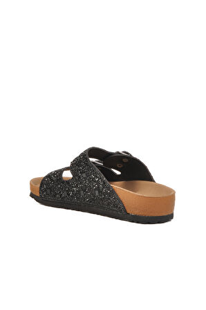 Pierre Cardin Siyah Taş İşlemeli Hafif Kadın Düz Terlik