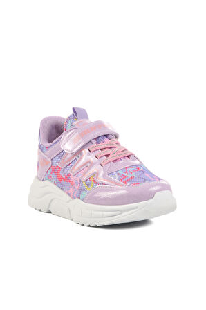 Ruffon Lila-Pembe Tekstil Kız Çocuk Spor Ayakkabı