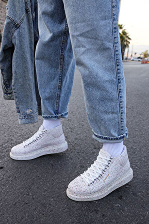 Pabucmarketi Bağcıklı Erkek Sneaker Bot Kırmızı Yeşil Sim