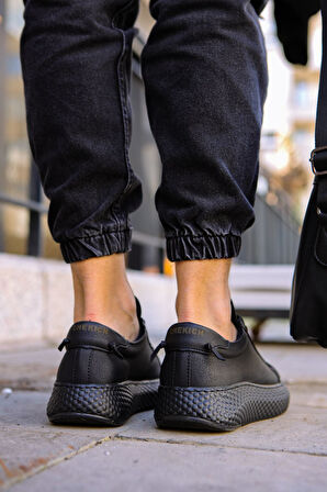 Pabucmarketi Bağcıklı Erkek Günlük Ayakkabı Siyah Siyah