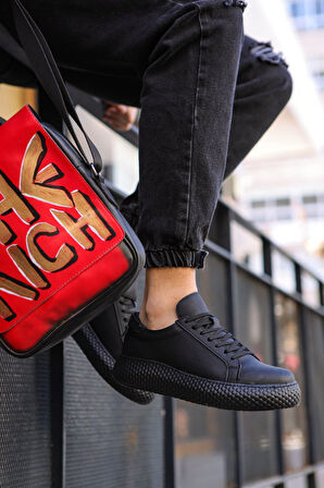 Pabucmarketi Bağcıklı Erkek Günlük Ayakkabı Siyah Siyah