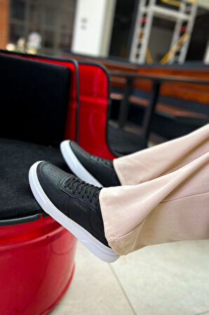 Pabucmarketi Bağcıklı Erkek Günlük Ayakkabı Siyah Siyah