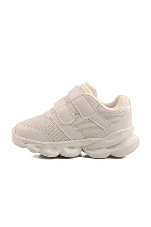 Cool Beyaz Cırtlı Işıklı Hafif Unisex Çocuk Spor Ayakkabı