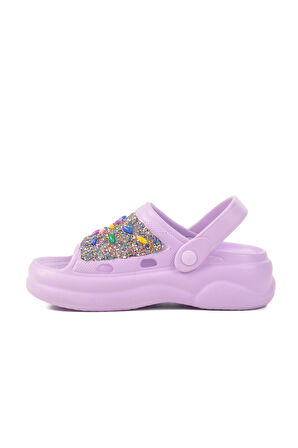 Aspor Lila İşlemeli Eva Kadın Sabo Terlik