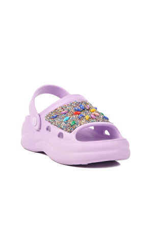 Aspor Lila İşlemeli Eva Kadın Sabo Terlik