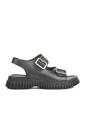 Aspor Siyah Kadın Düz Sandalet