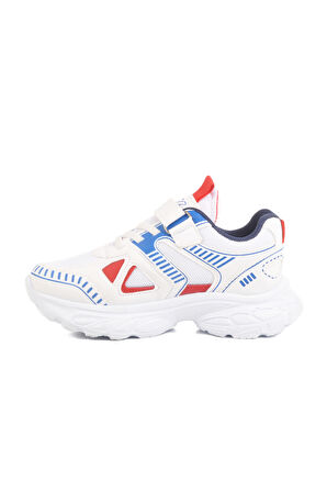 Aspor Beyaz Cırtlı Fileli Unisex Çocuk Spor Ayakkabı
