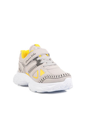 Aspor Buz Sarı Cırtlı Fileli Unisex Çocuk Spor Ayakkabı