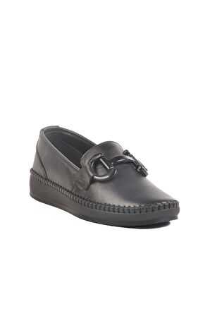 Aspor Siyah Hakiki Deri Anatomik Kadın Casual Ayakkabı