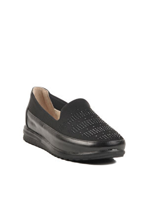 Aspor Siyah Hakiki Deri Kadın Casual Ayakkabı