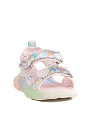 Pepino Gümüş Cırtlı Işıklı Kız Çocuk Düz Sandalet