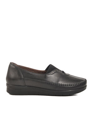 Aspor Siyah Hakiki Deri Kadın Casual Ayakkabı