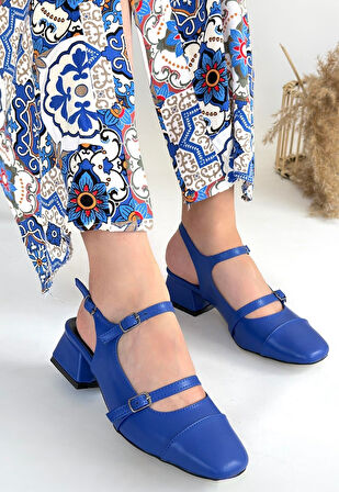 Pabucmarketi Mavi Kadın Topuklu Ayakkabı