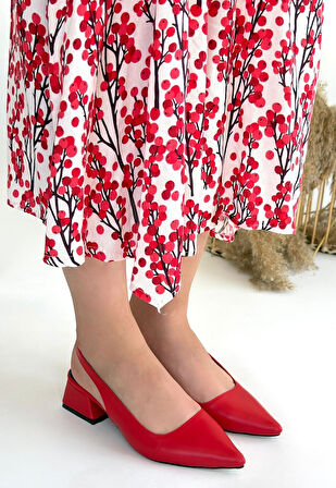 Pabucmarketi Kırmızı Kadın Topuklu Ayakkabı