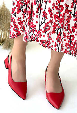Pabucmarketi Kırmızı Kadın Topuklu Ayakkabı