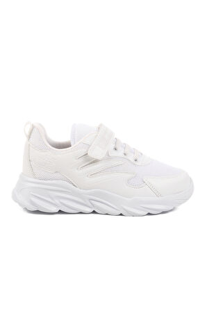 Aspor Beyaz Cırtlı Unisex Çocuk Spor Ayakkabı