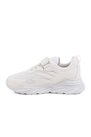 Aspor Beyaz Cırtlı Unisex Çocuk Spor Ayakkabı