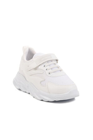 Aspor Beyaz Cırtlı Unisex Çocuk Spor Ayakkabı