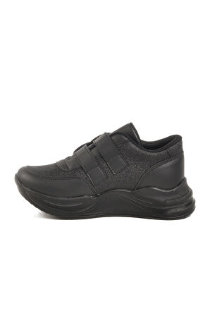 Aspor Siyah Simli Cırtlı Kız Çocuk Sneaker