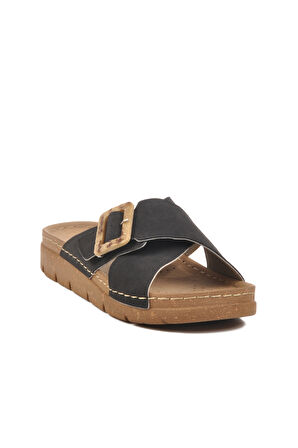 Aspor Siyah Anatomik Kadın Düz Terlik