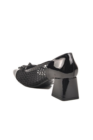 Aspor Siyah Rugan Kadın Klasik Topuklu Ayakkabı