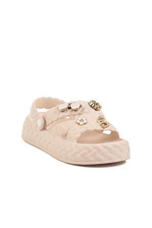 Aspor Ekru Eva Kadın Düz Terlik