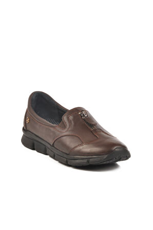 Aspor Kahve Hakiki Deri Kadın Casual Ayakkabı