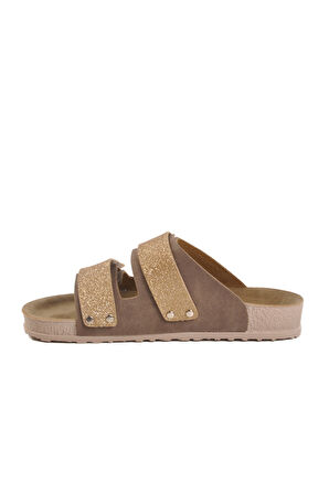 Aspor Vizon Simli Cırtlı Kadın Düz Terlik