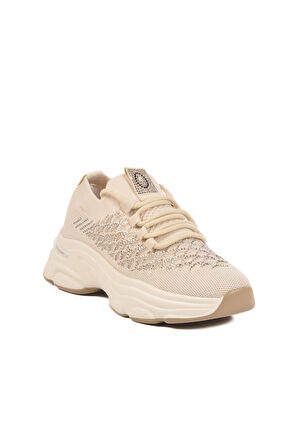 Voyager Krem Triko Örme Anatomik Kadın Sneaker