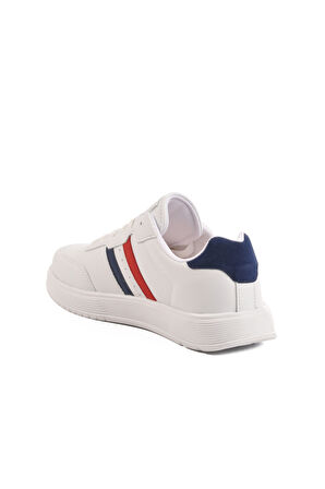 Aspor Beyaz Lacivert Bağcıklı Unisex Spor Ayakkabı