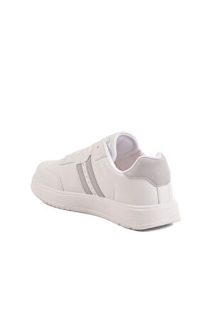 Aspor Beyaz Gümüş Bağcıklı Unisex Spor Ayakkabı