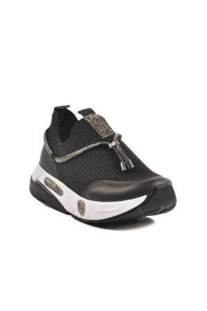 Aspor Siyah Taş İşlemeli Kadın Sneaker