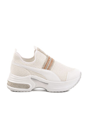 Aspor Beyaz Taşlı Kadın Sneaker