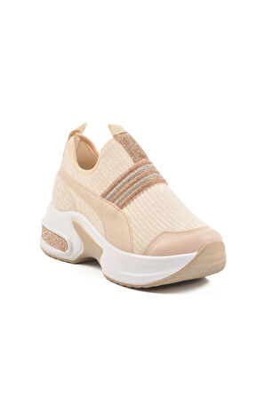 Aspor Bej Taşlı Kadın Sneaker