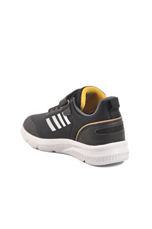 Walkway Siyah Beyaz Cırtlı Unisex Çocuk Spor Ayakkabı