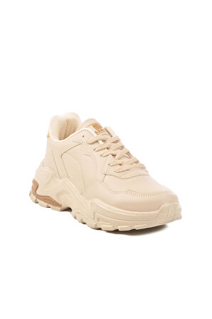 Walkway Ekru Bağcıklı Kadın Spor Ayakkabı