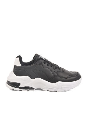 Walkway Siyah Beyaz Bağcıklı Kadın Spor Ayakkabı