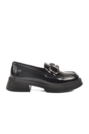 Pierre Cardin Siyah Rugan Kadın Loafer Ayakkabı