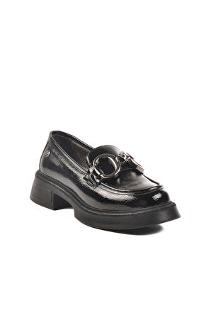 Pierre Cardin Siyah Rugan Kadın Loafer Ayakkabı