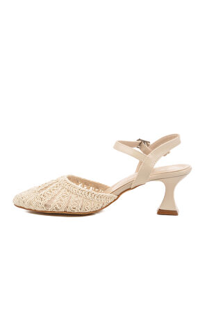 Pierre Cardin Krem Triko Kadın Topuklu Ayakkabı