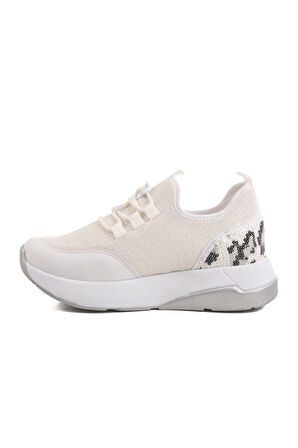 Aspor Beyaz Bağcıklı Kadın Sneaker