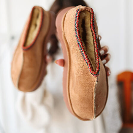 Pabucmarketi Taba Süet Yüksek Taban Kadın Düz Bot