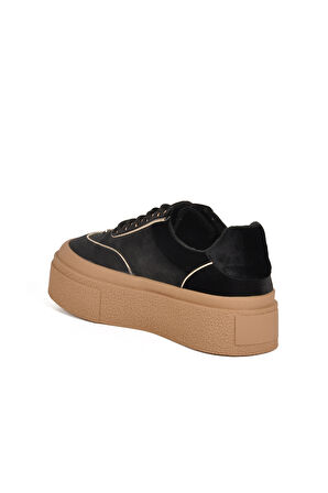 Guja Siyah Yüksek Taban İçi Polarlı Bağcıklı Kadın Sneaker