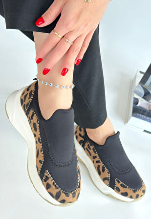 Pabucmarketi Leopar Nubuk Kadın Spor Ayakkabı